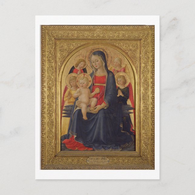 Madonna und Kind mit Engeln, c.1467 (Öl auf Scheib Postkarte (Vorderseite)
