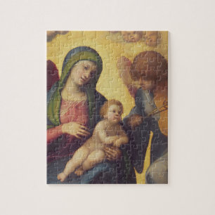 Madonna und Kind mit Engeln c.1510-15 (Öl auf PA Puzzle