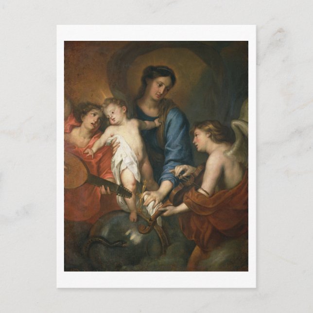 Madonna und Kind mit Engeln Postkarte (Vorderseite)