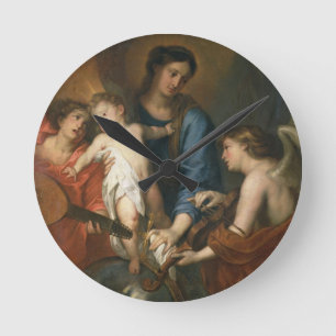 Madonna und Kind mit Engeln Runde Wanduhr