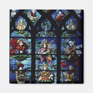 Madonna und Kind mit Engeln und Porträts reflec Magnet