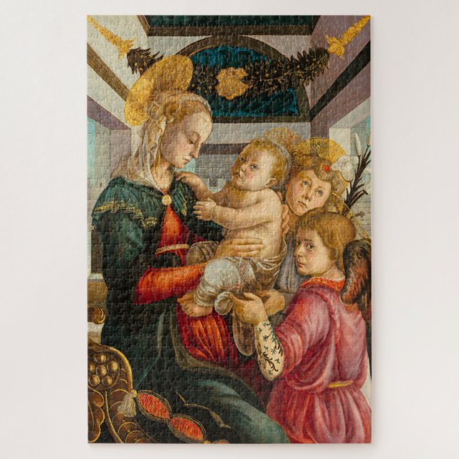 Madonna und Kind mit Engeln von Botticelli Puzzle (Vertikal)