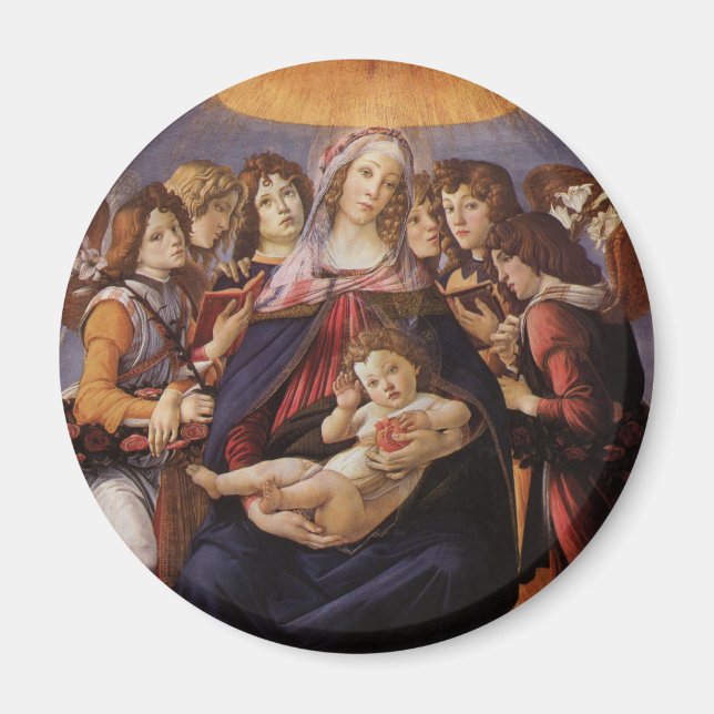 Madonna und Kind mit Engeln von Sandro Botticelli Magnet (Vorne)