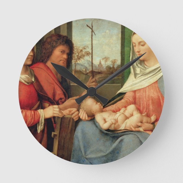 Madonna und Kind mit Heiligen 2 Runde Wanduhr (Vorderseite)