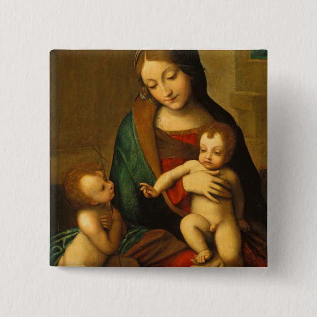 Madonna und Kind mit Heiligen Button (Vorderseite)