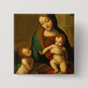 Madonna und Kind mit Heiligen Button