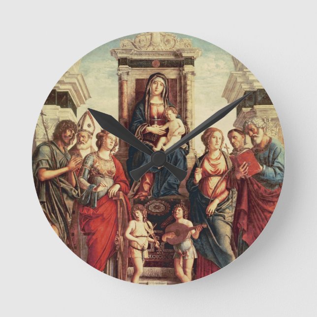 Madonna und Kind mit Heiligen Runde Wanduhr (Vorderseite)
