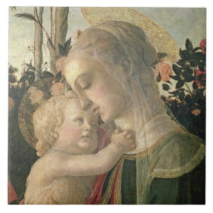 Madonna und Kind mit Johannes der Baptist, detai Fliese