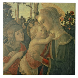Madonna und Kind mit Johannes der Baptist (Öl O Fliese