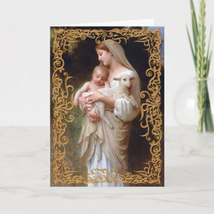 Madonna und Kind mit Lamm Karte