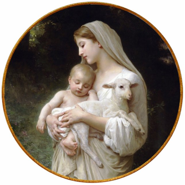 Madonna und Kind mit Lamm Weihnachtsgeschmack Fotoskulptur Ornament (Vorne)