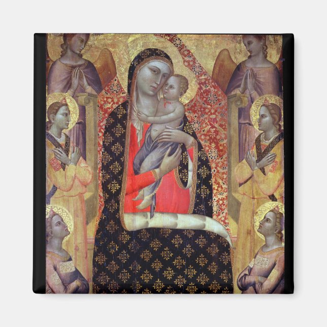 Madonna und Kind mit sechs Engeln (Tafel Magnet (Vorne)