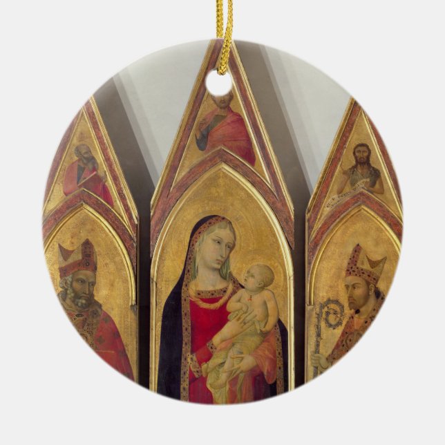 Madonna und Kind mit SS. Nicholas und Proculus, Keramik Ornament (Vorne)