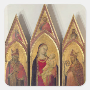 Madonna und Kind mit SS. Nicholas und Proculus, Quadratischer Aufkleber