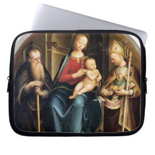 Madonna und Kind mit St- Anthonyabt und St. N Laptopschutzhülle