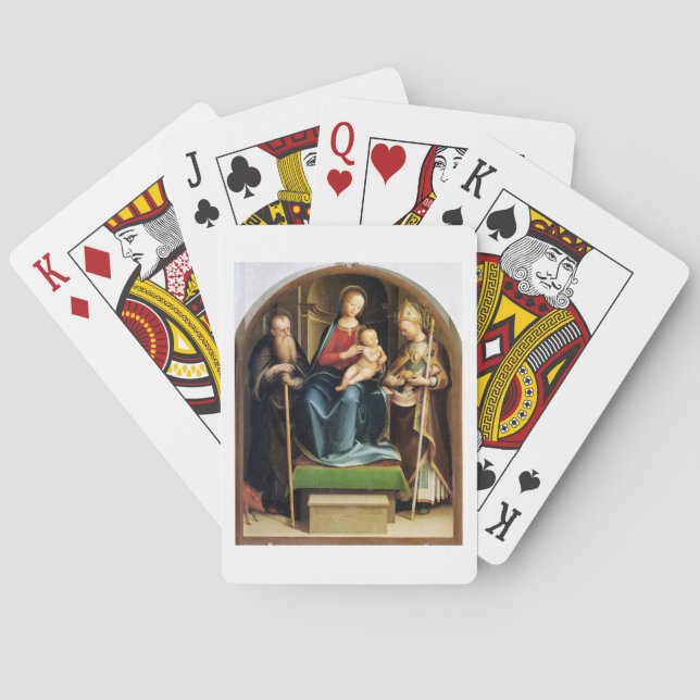 Madonna und Kind mit St- Anthonyabt und St. N Spielkarten (Rückseite)