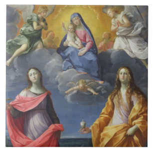 Madonna und Kind mit St. Lucy und Maria Magdalena Fliese