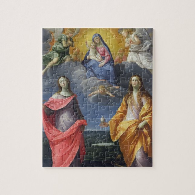 Madonna und Kind mit St. Lucy und Maria Magdalena Puzzle (Vertikal)