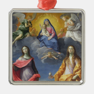 Madonna und Kind mit St. Lucy und Maria Magdalena Silbernes Ornament