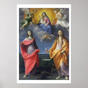 Madonna und Kind mit St. Lucy und Mary Magdalene Poster