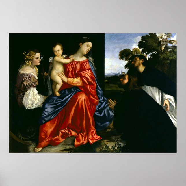 Madonna und Kind mit Sts Catherine und Dominic Poster (Vorne)
