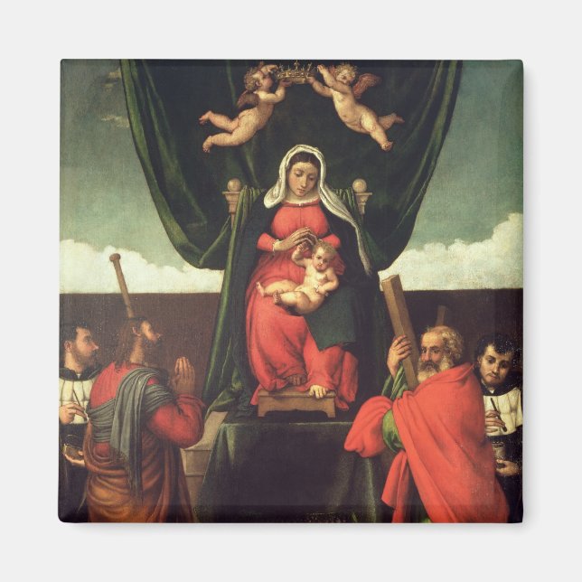 Madonna und Kind mit vier Heiligen bezaubert, 1546 Magnet (Vorne)