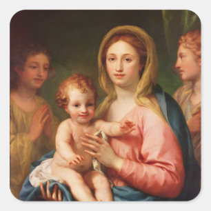 Madonna und Kind mit zwei Engeln, 1770-73 Quadratischer Aufkleber