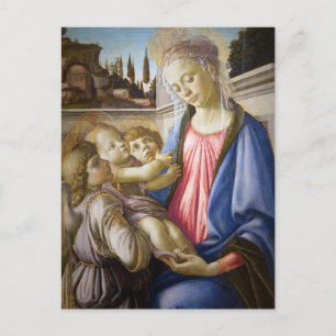 Madonna und Kind mit zwei Engeln von Botticelli    Postkarte
