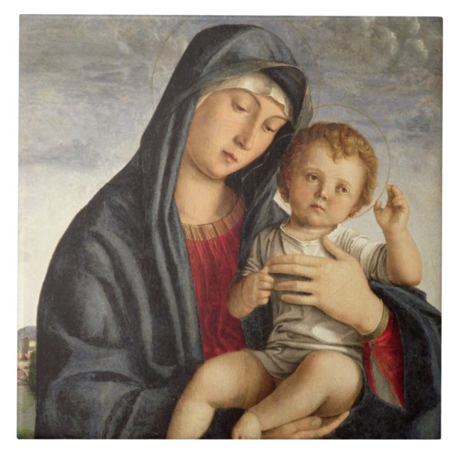 Madonna und Kind (Öl auf Platte) 2 Fliese (Vorderseite)