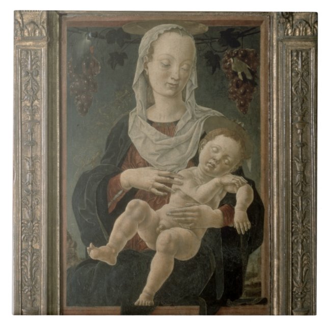 Madonna und Kind (Öl auf Platte) Fliese (Vorderseite)