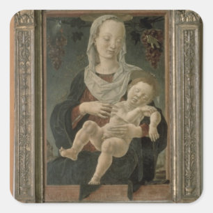 Madonna und Kind (Öl auf Tafel) Quadratischer Aufkleber