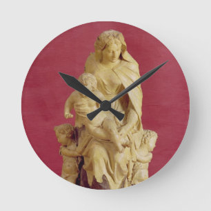 Madonna und Kind (Papiermache) Runde Wanduhr