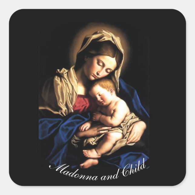 Madonna und Kind Quadratischer Aufkleber (Vorderseite)