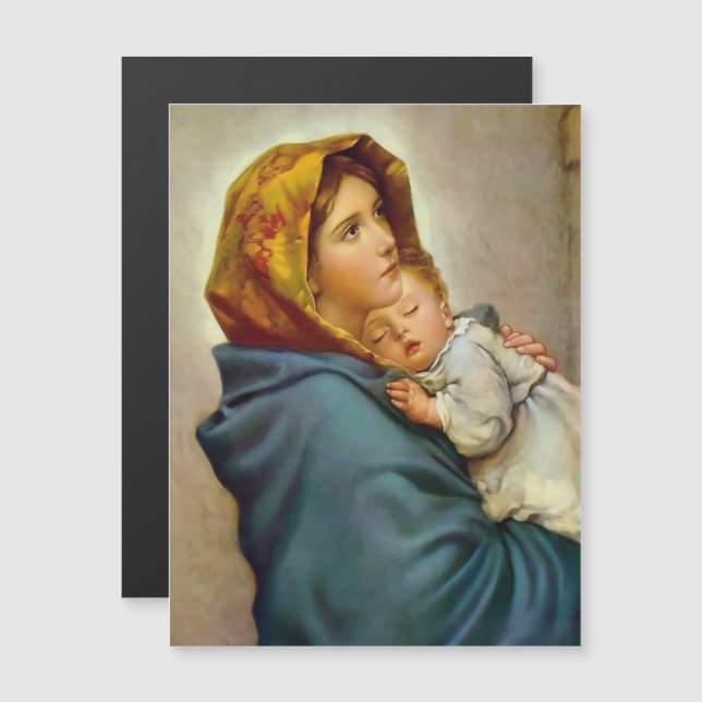 Madonna und Kind Roberto Ferruzzi Madonnina Mary Magnetkarte (Vorne/Hinten)