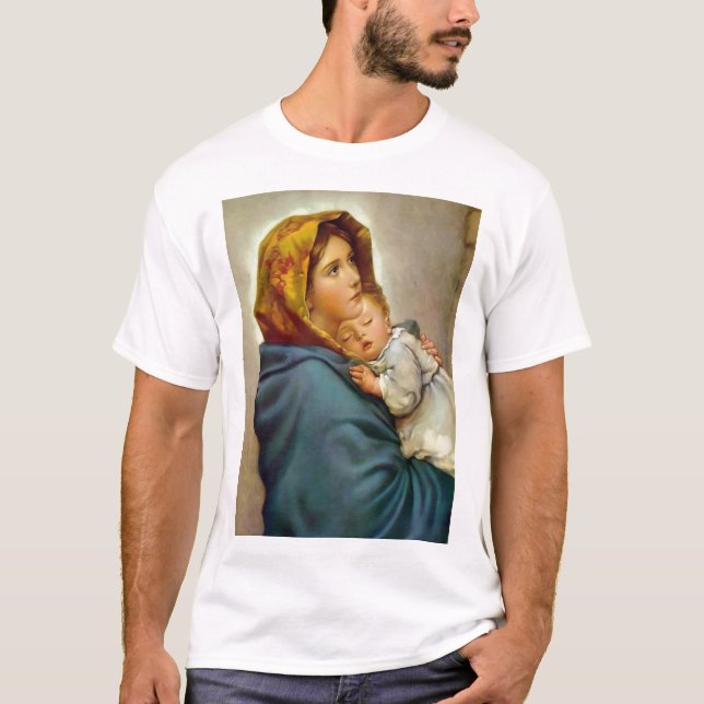 Madonna und Kind Roberto Ferruzzi Madonnina Mary T-Shirt (Vorderseite)