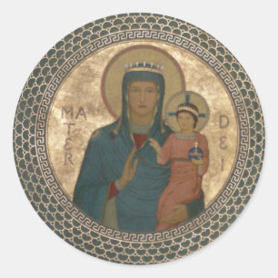 Madonna und Kind Runder Aufkleber