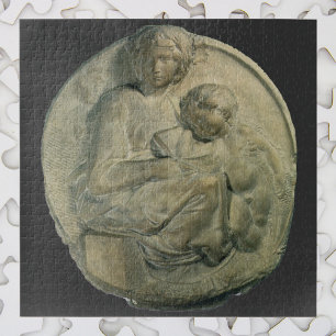 Madonna und Kind, Tondo Pitti von Michelangelo Puzzle