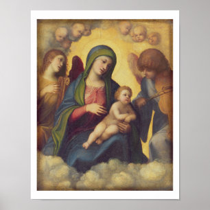 Madonna und Kind und Kind in Ruhm, c.1520 (Öl Poster