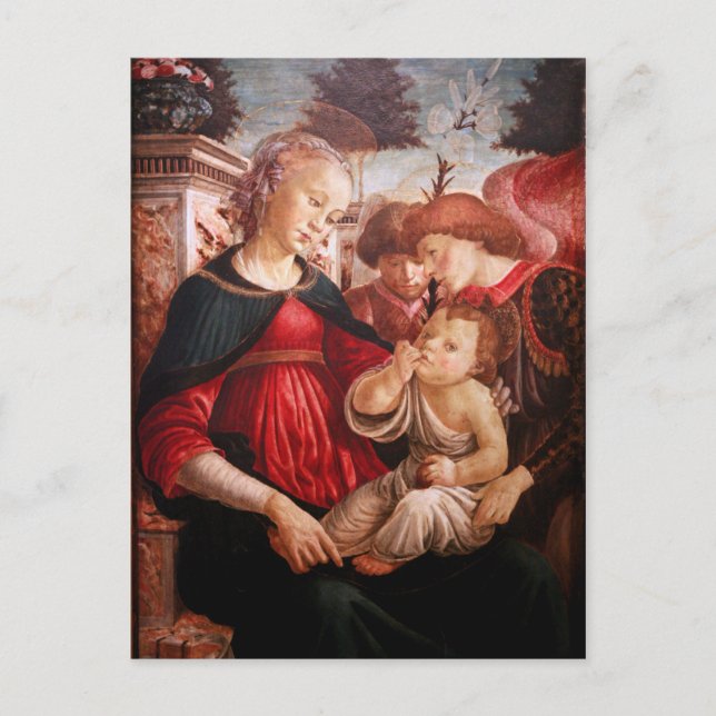 "Madonna und Kind und zwei Engel" Postkarte (Vorderseite)
