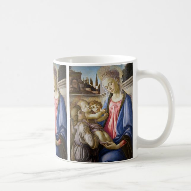 Madonna und Kind und zwei Engel von Botticelli Kaffeetasse (Rechts)