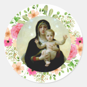 Madonna und Kind Unsere Liebe Frau Jungfrau Maria Runder Aufkleber