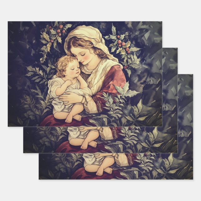 Madonna und Kind Vintage Geschenkpapier Set (Set)
