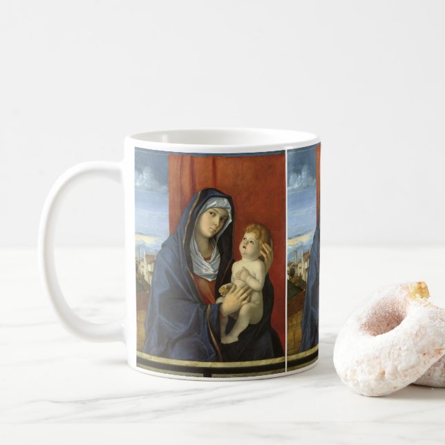 Madonna und Kind von Giovanni Bellini Kaffeetasse (Mit Donut)