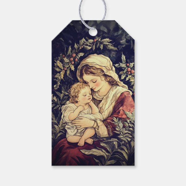 Madonna und Kind Weihnachten Geschenkanhänger (Vorderseite)