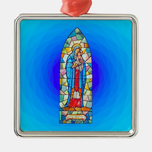 Madonna und KinderGeburt Christis-Buntglas-Art Ornament Aus Metall (Vorne)