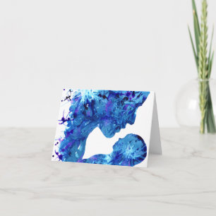 Madonna und Kinderkrippe Blaue Wasserfarbe Feiertagskarte