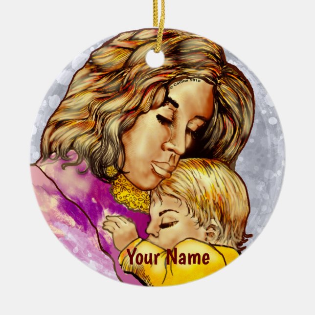 Madonna und Kinderschmuck Keramik Ornament (Vorne)