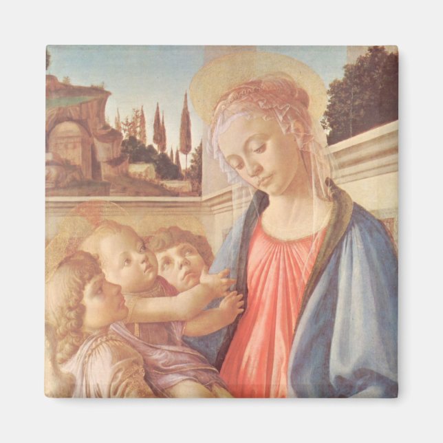 Madonna und zwei Engel von Botticelli Magnet (Vorne)