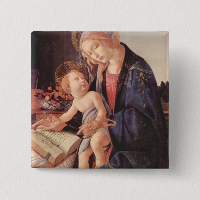 Madonna unterrichtet das Kind Jesus Button (Vorderseite)