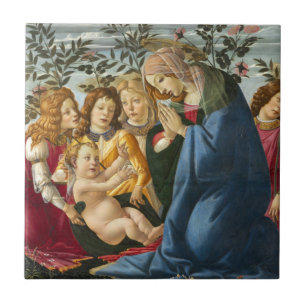 Madonna verehrt das Kind mit 5 Engeln Botticelli Fliese